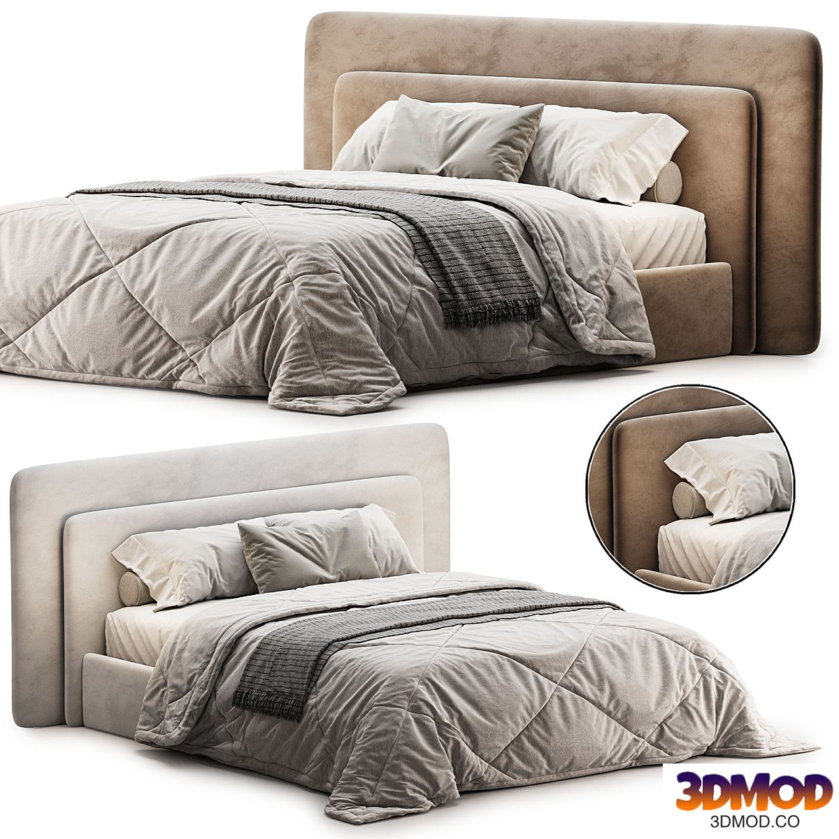 Milky Beige Cascade Double Bed by Dg-Home