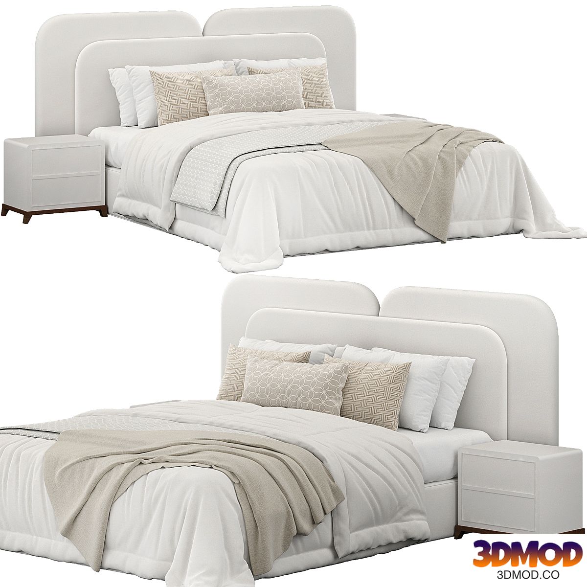 Rounded Upholstered Headboard bed