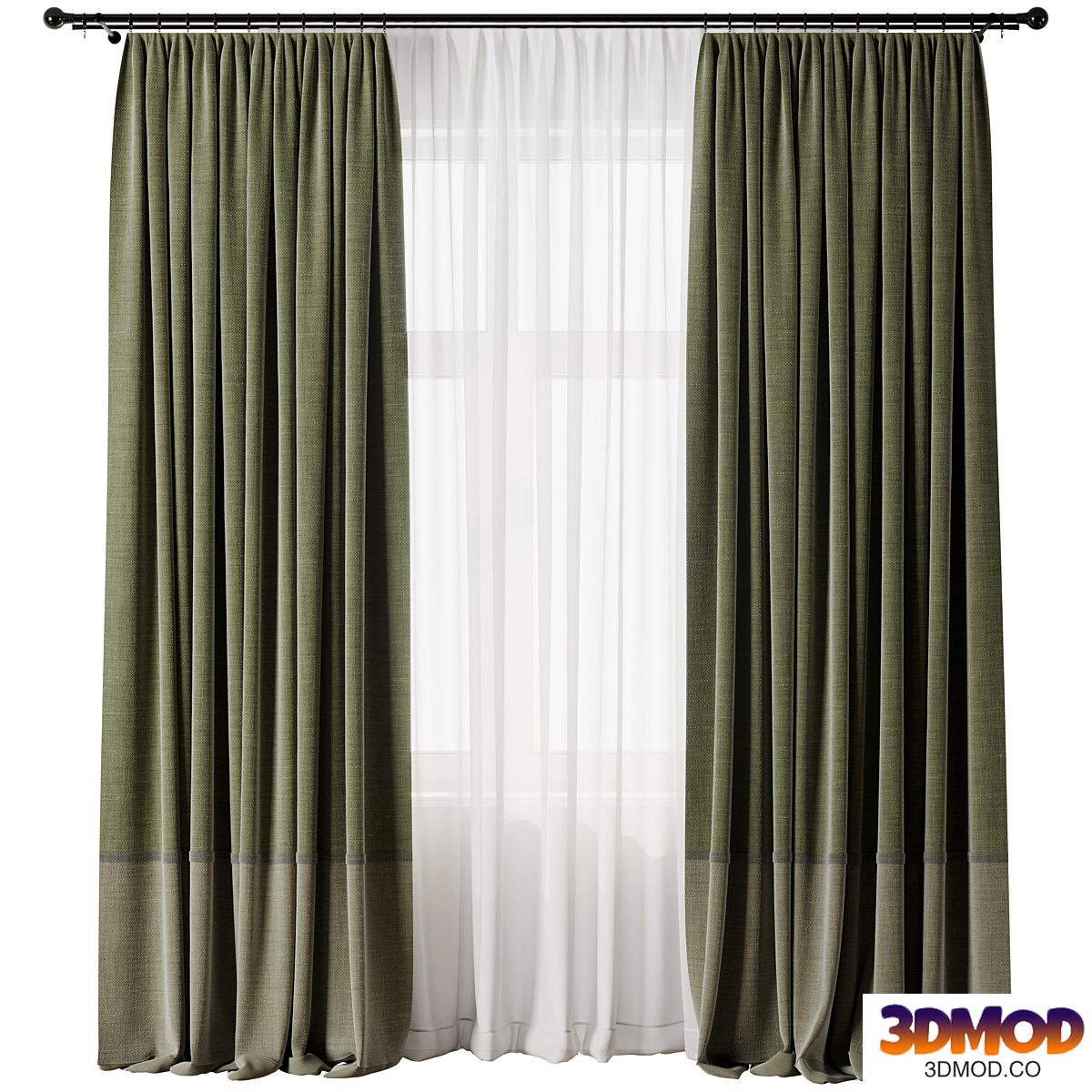 Curtain with rod 19 Green curtain HBH
