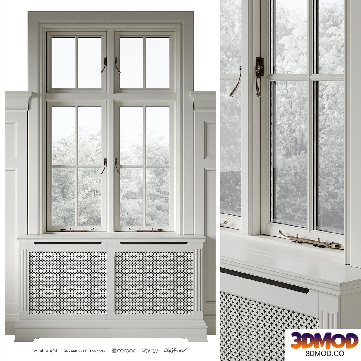 Classic window with radiator screen 004
