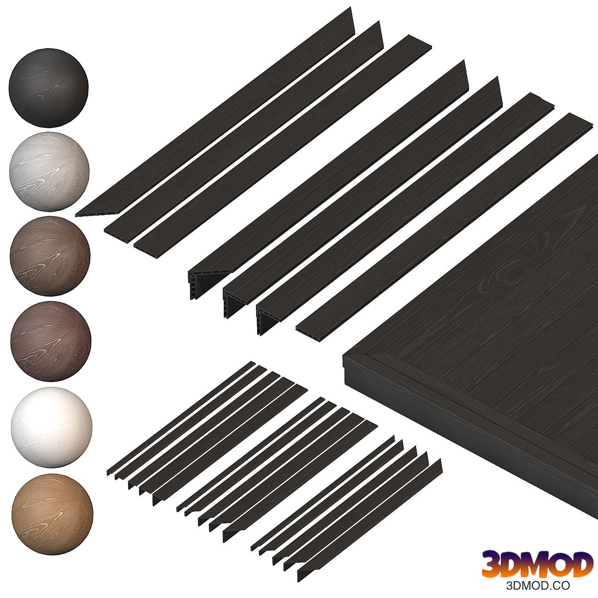 Decking board with corners