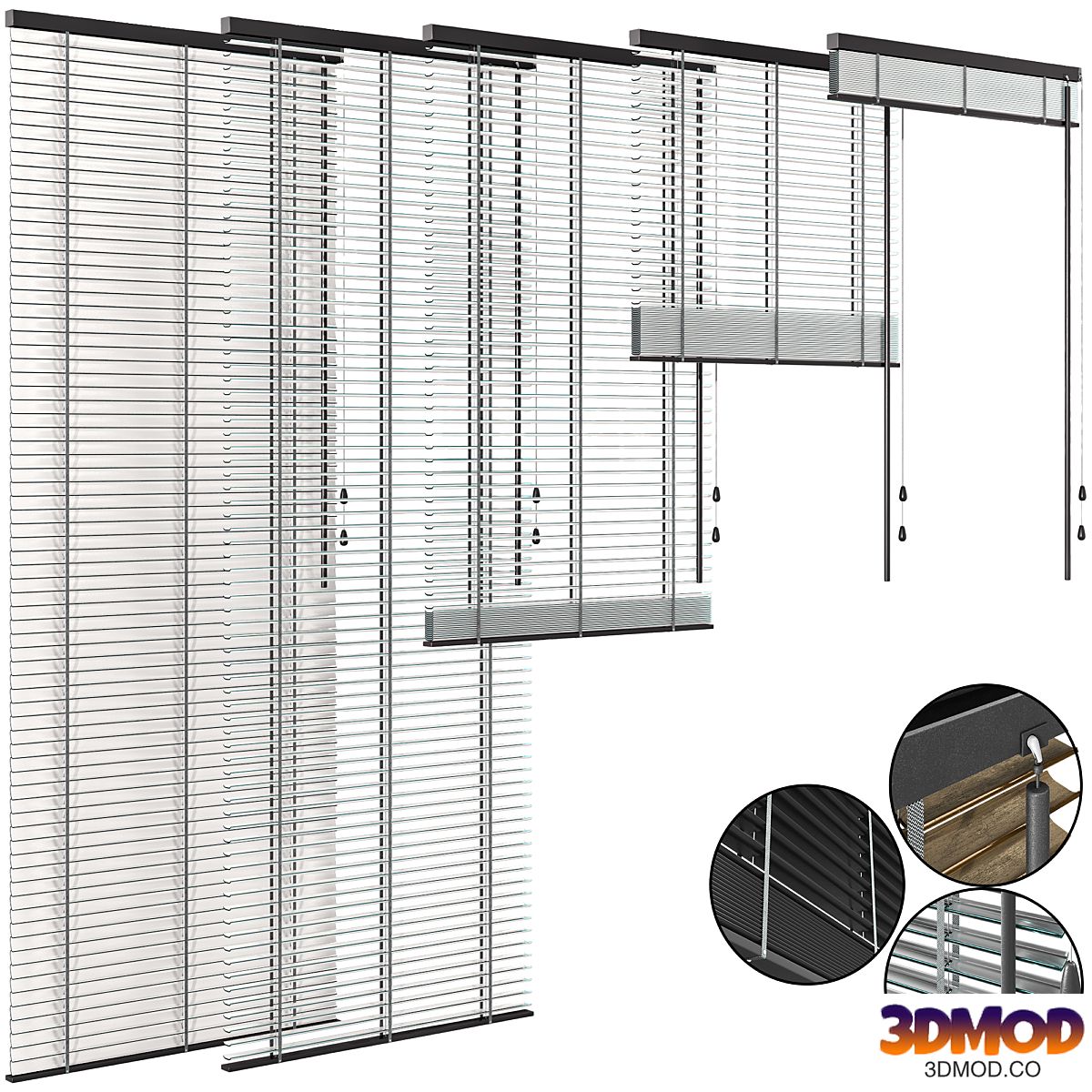 Wood and Glass Aluminum Venetian Blind Curtain Set 43