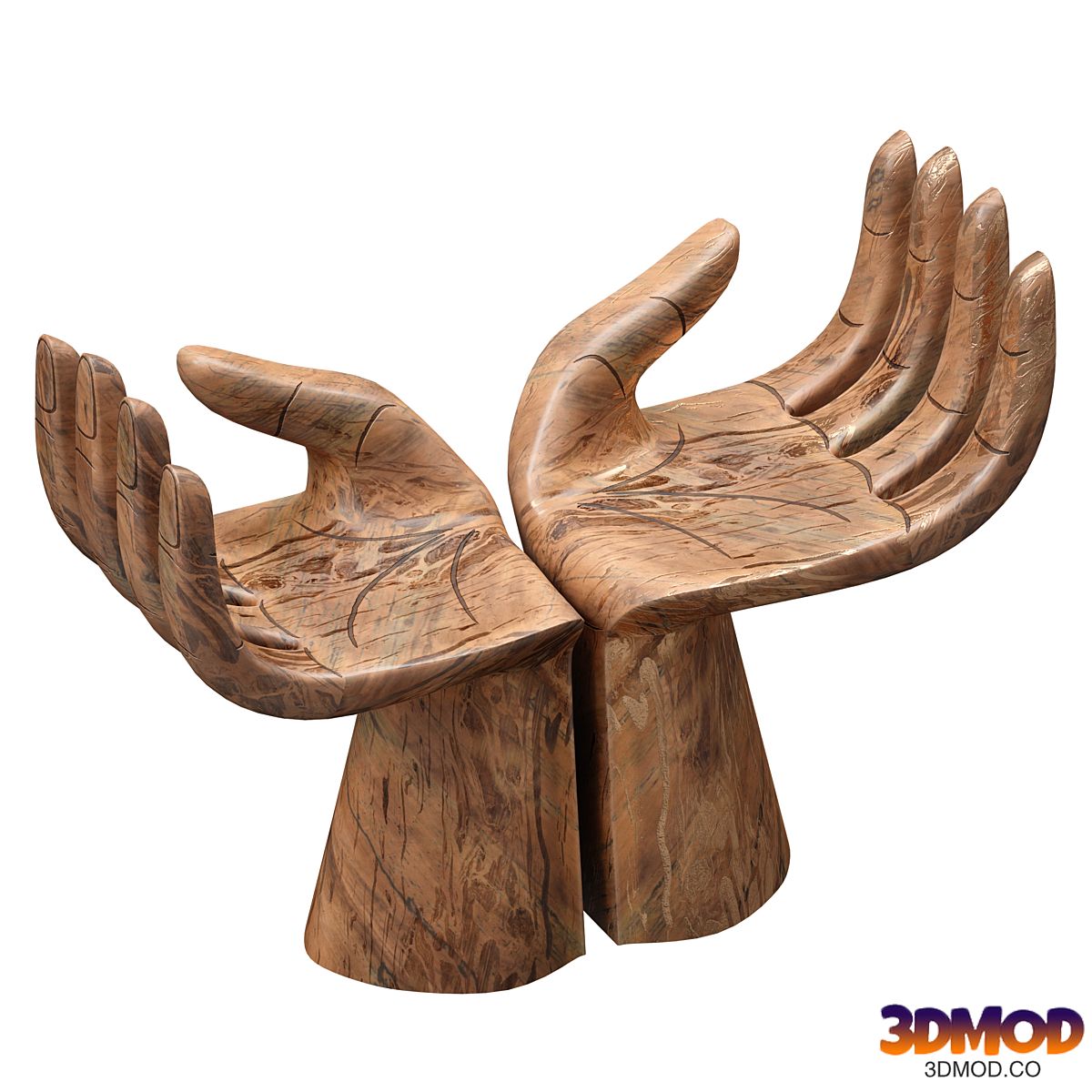 Wooden chair sculpture hand of Buddha God
