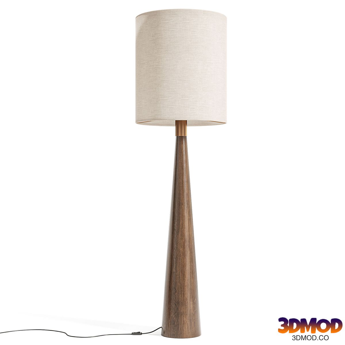 Baneza aged brass and wood cone floor lamp