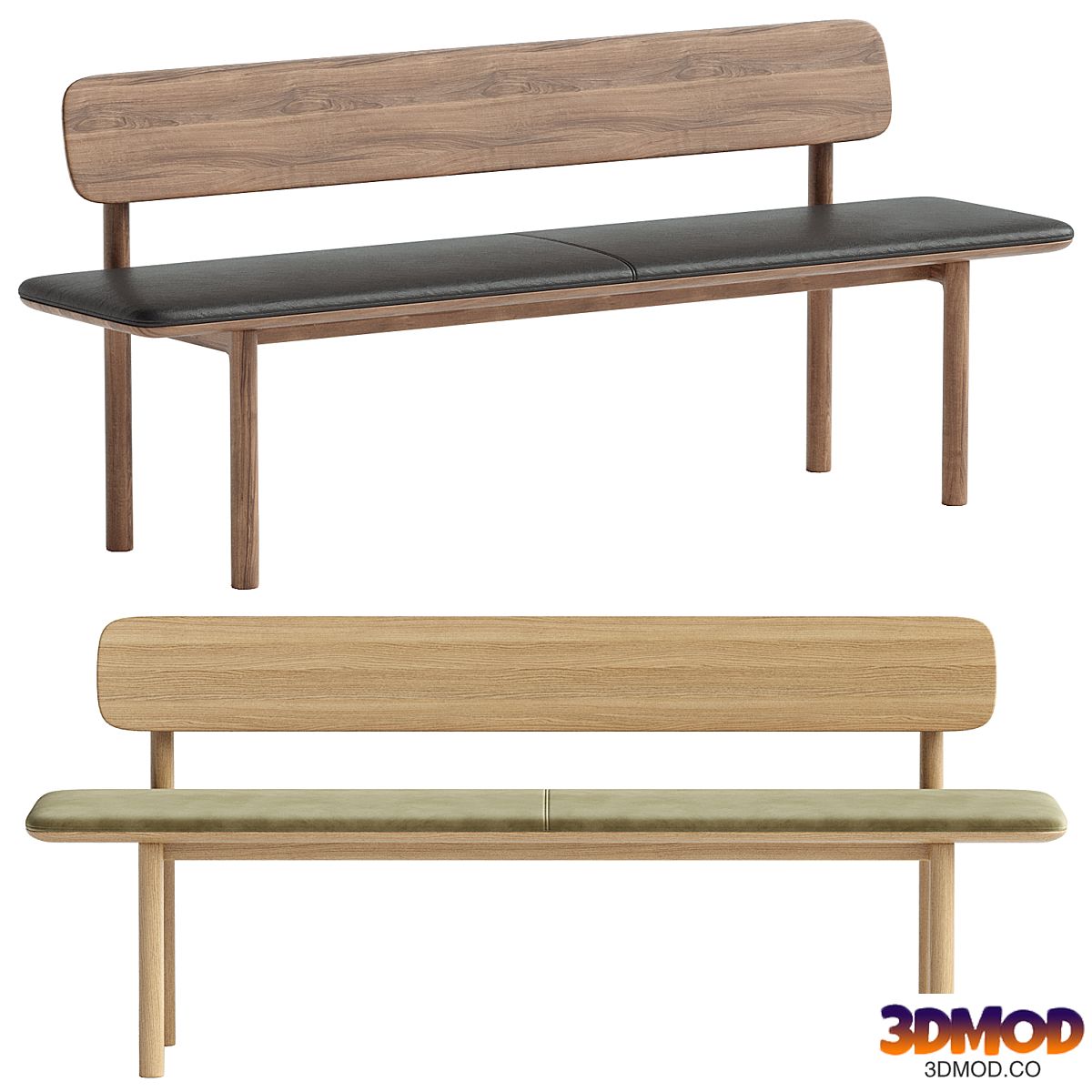 Neva bench with backrest