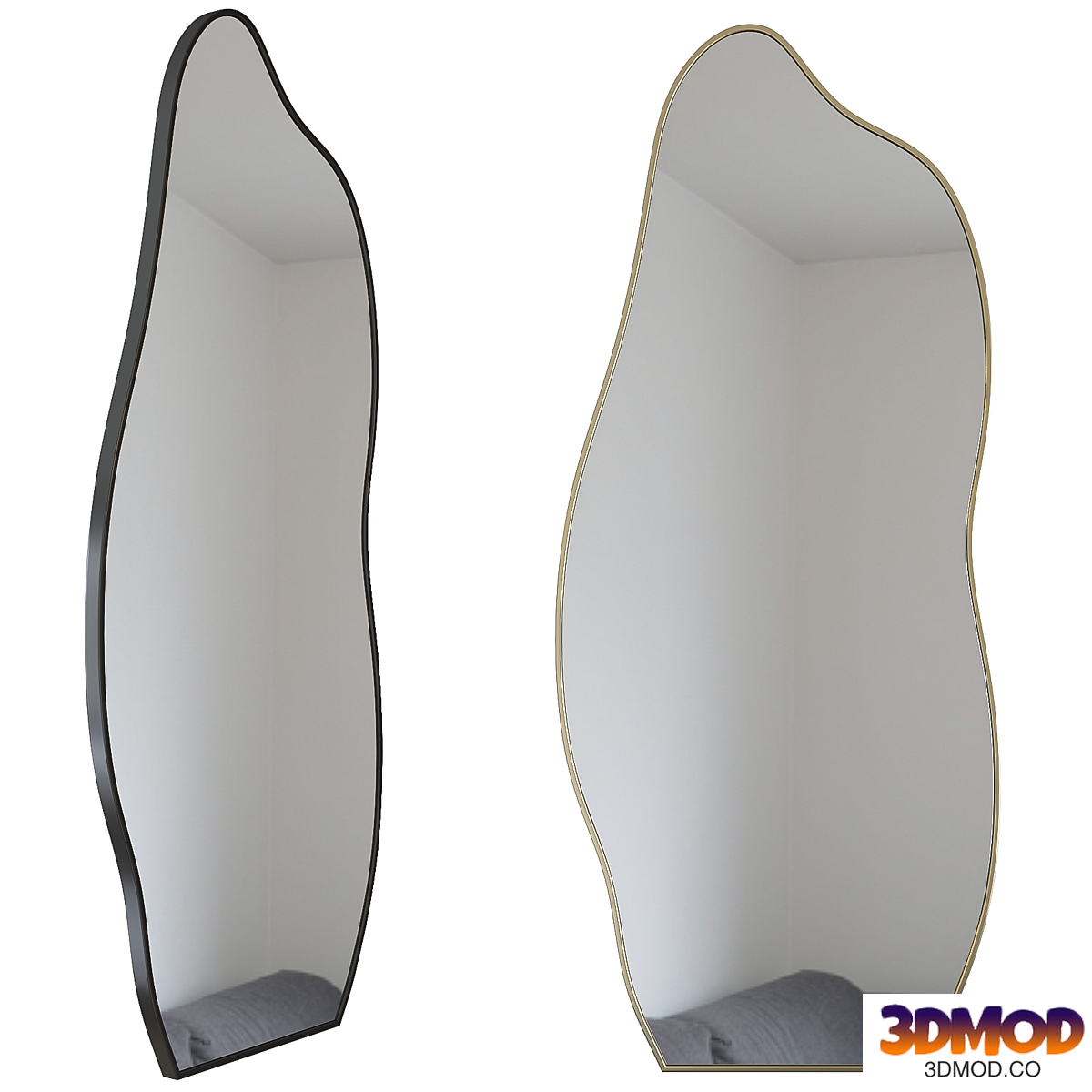 Asymmetrical full-length mirror