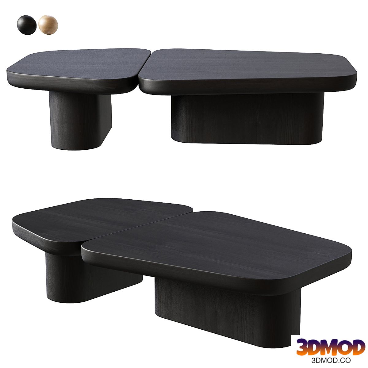 Pangea Contemporary Monolithic Coffee Table in Wood