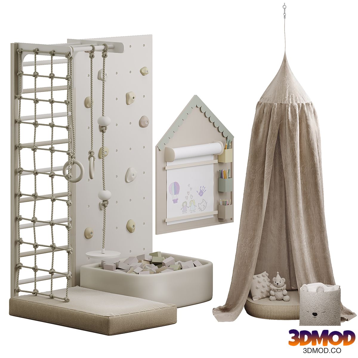 Children's play area with canopy