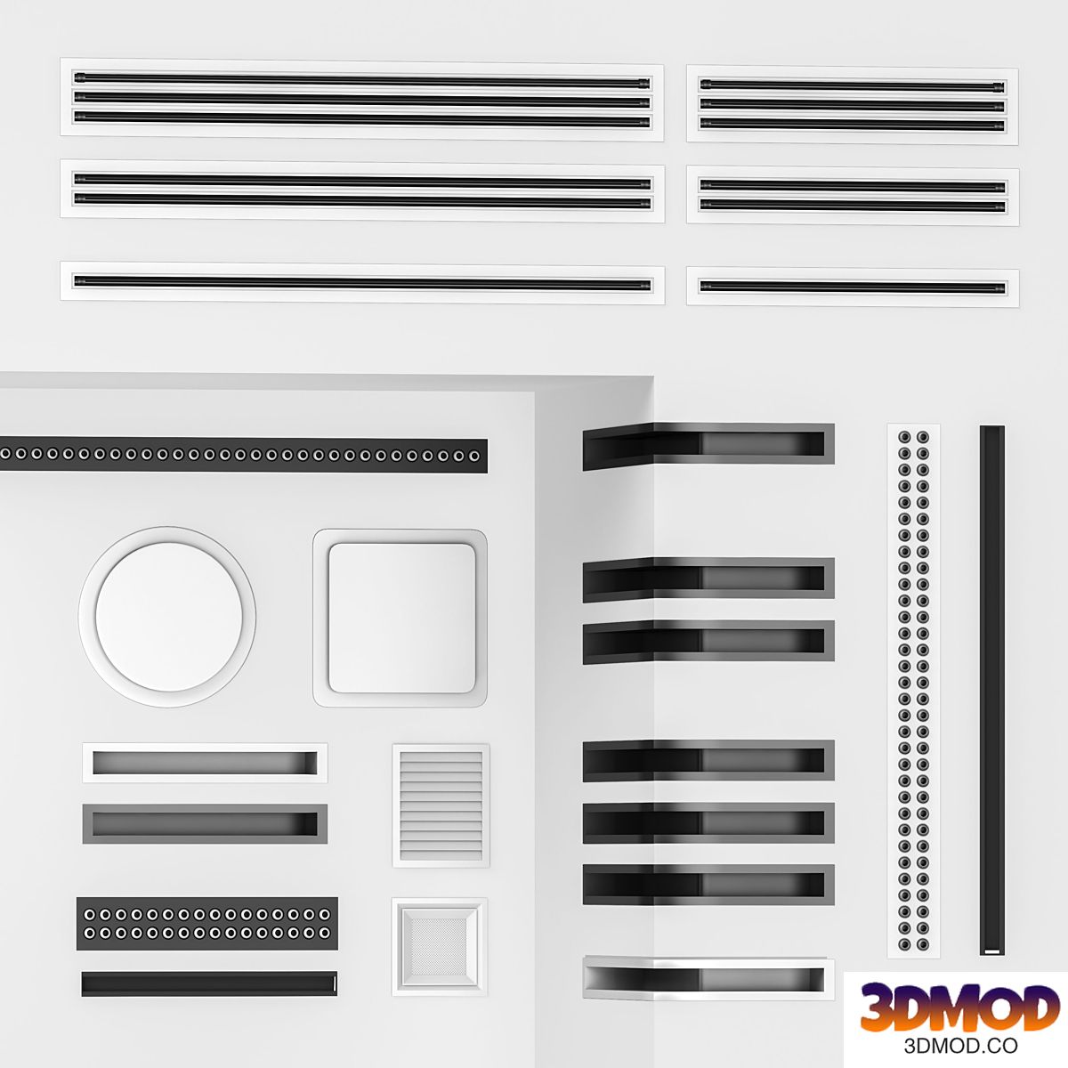 Set of ventilation grilles