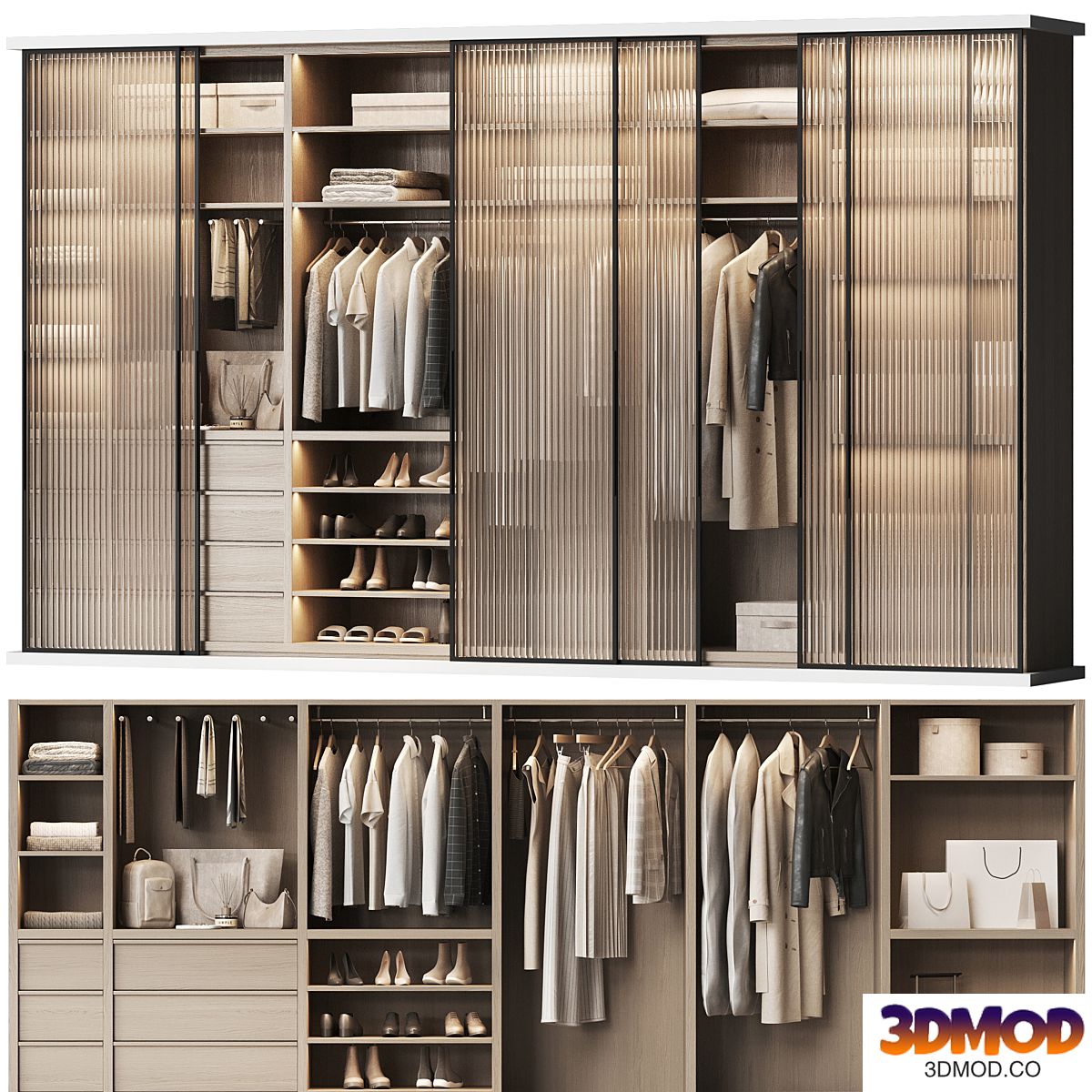 Basic wardrobe made of cabinet furniture with doors 2