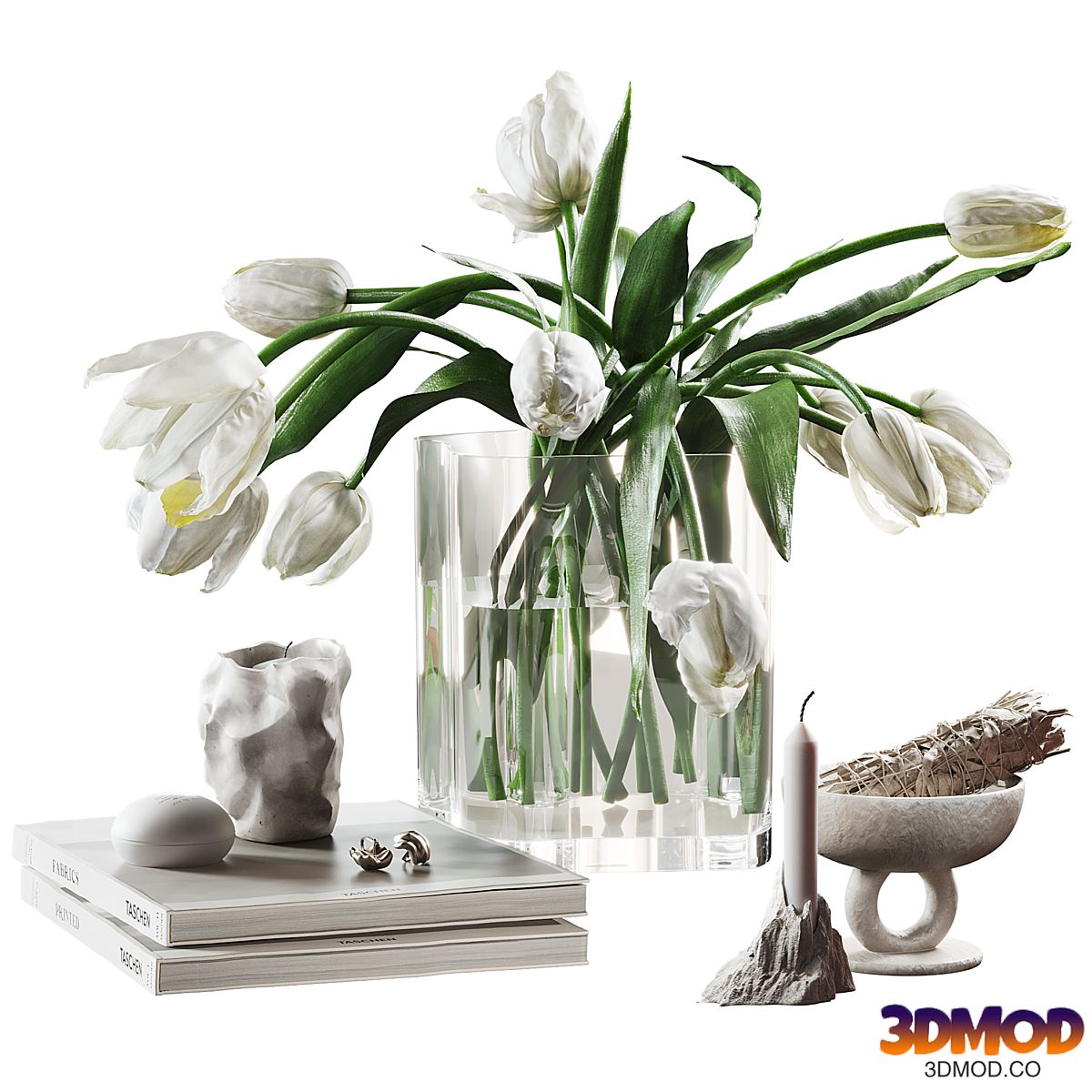 Spring tulips decorative set