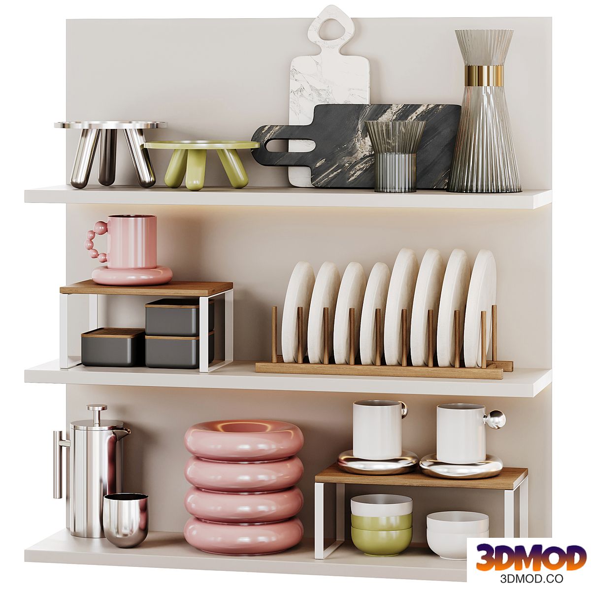 Kitchen shelves with dishes