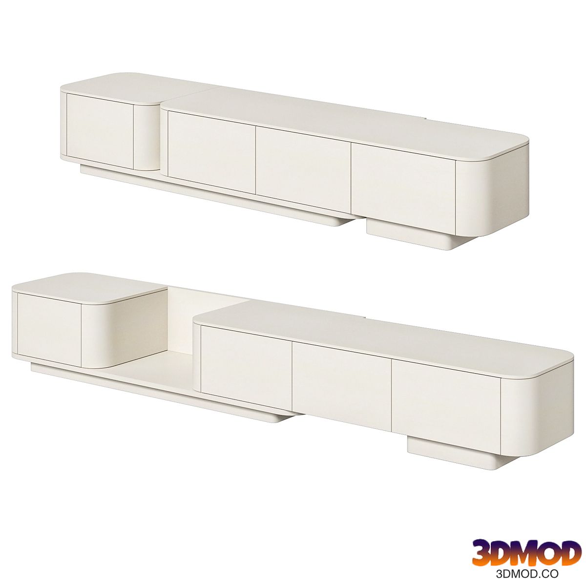 Japandi White TV Stand