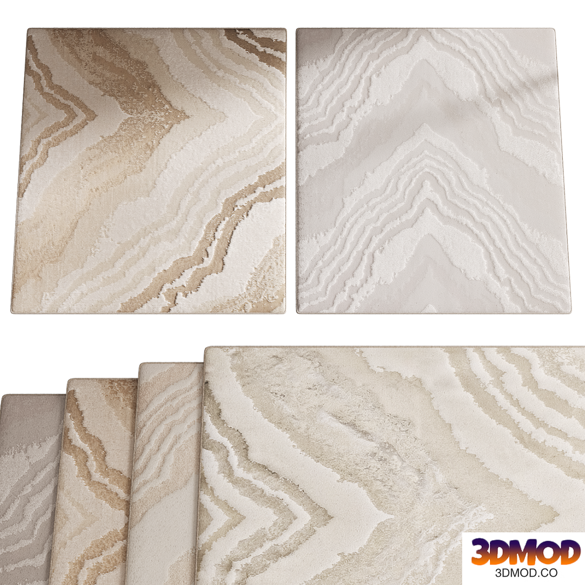Set of 4 in 1 carpets based on Dedar Milano fabric