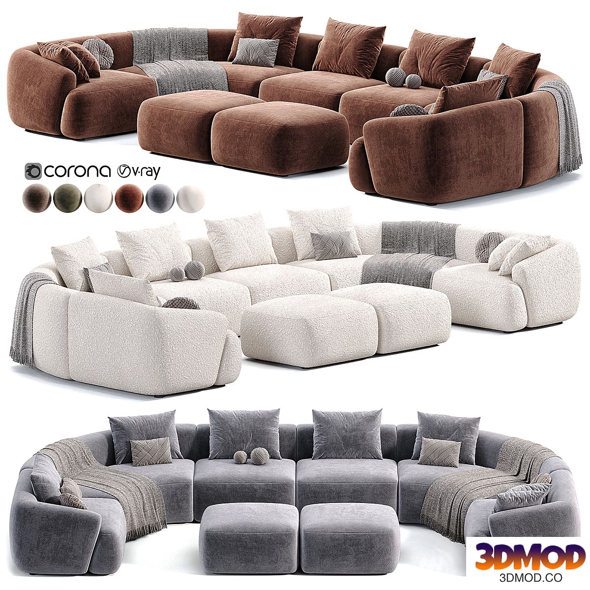 Divano XL componibile in boucle Sofia modular