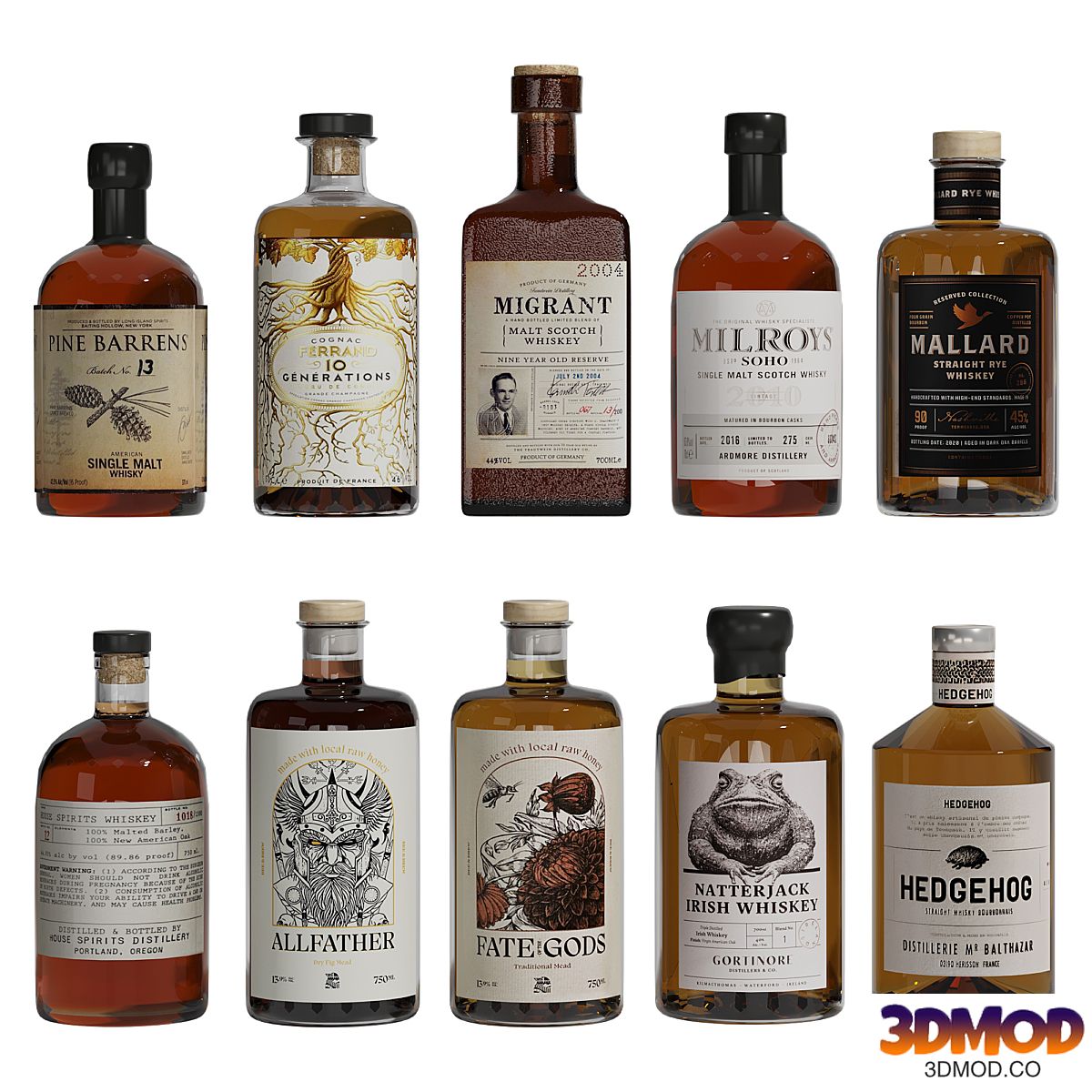 Aesthetic Bottles in Old Style for Shelves in a Bar or a Restaurant