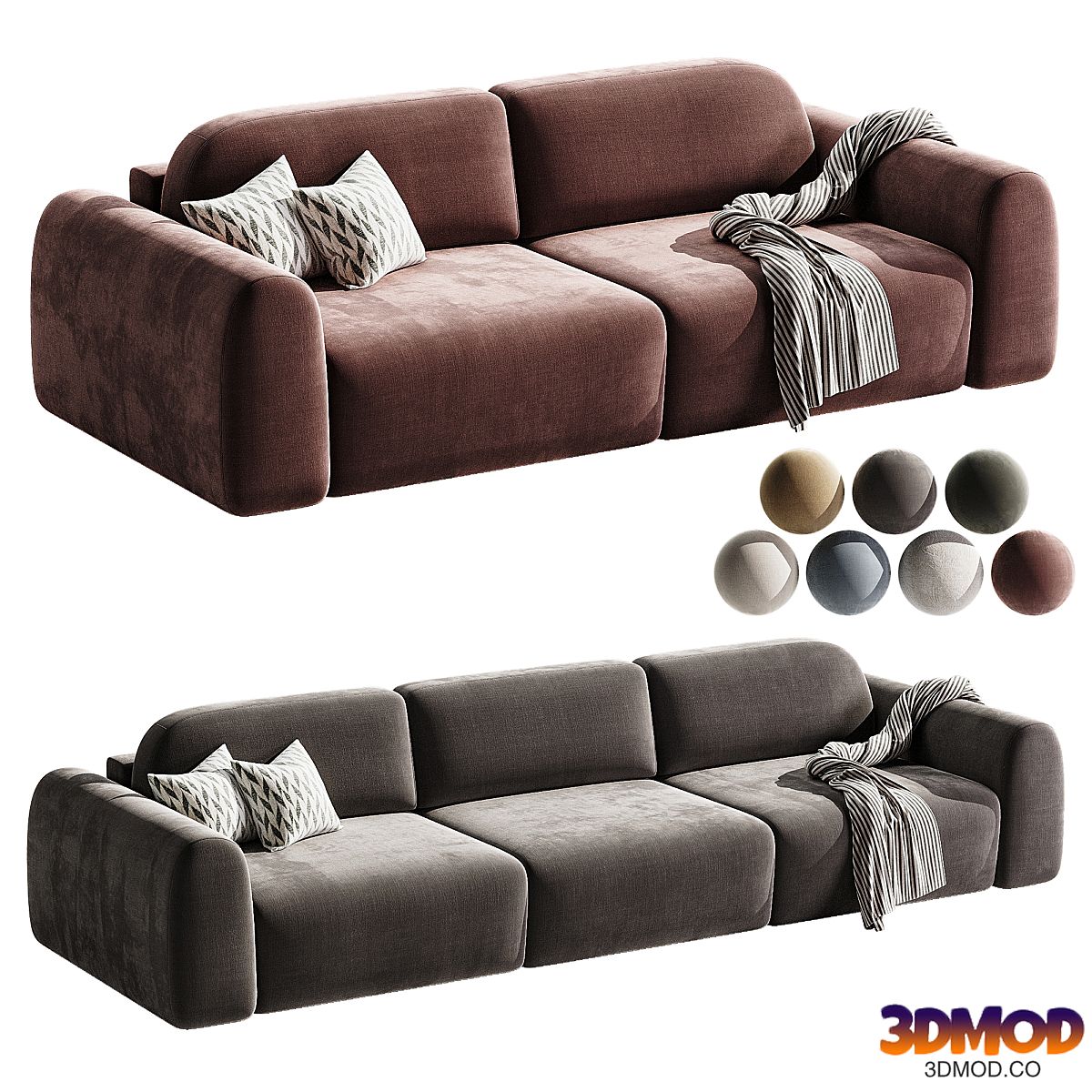 Straight sofa Lilt 2 round | Divan.ru