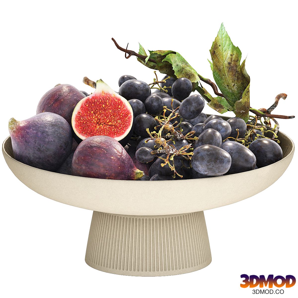 bowl of figs and black grapes