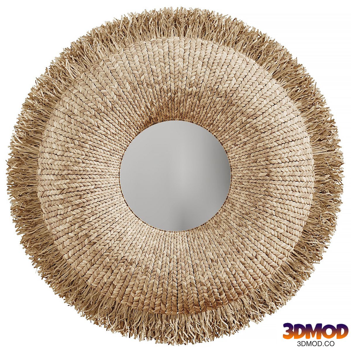 Woven Raffia Mirror Casey Mirror Round Natural Raffia