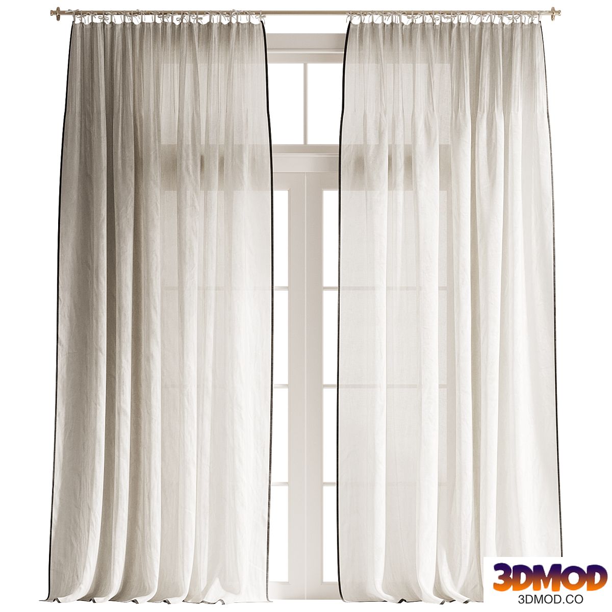 Tie Top Trimmed Curtains