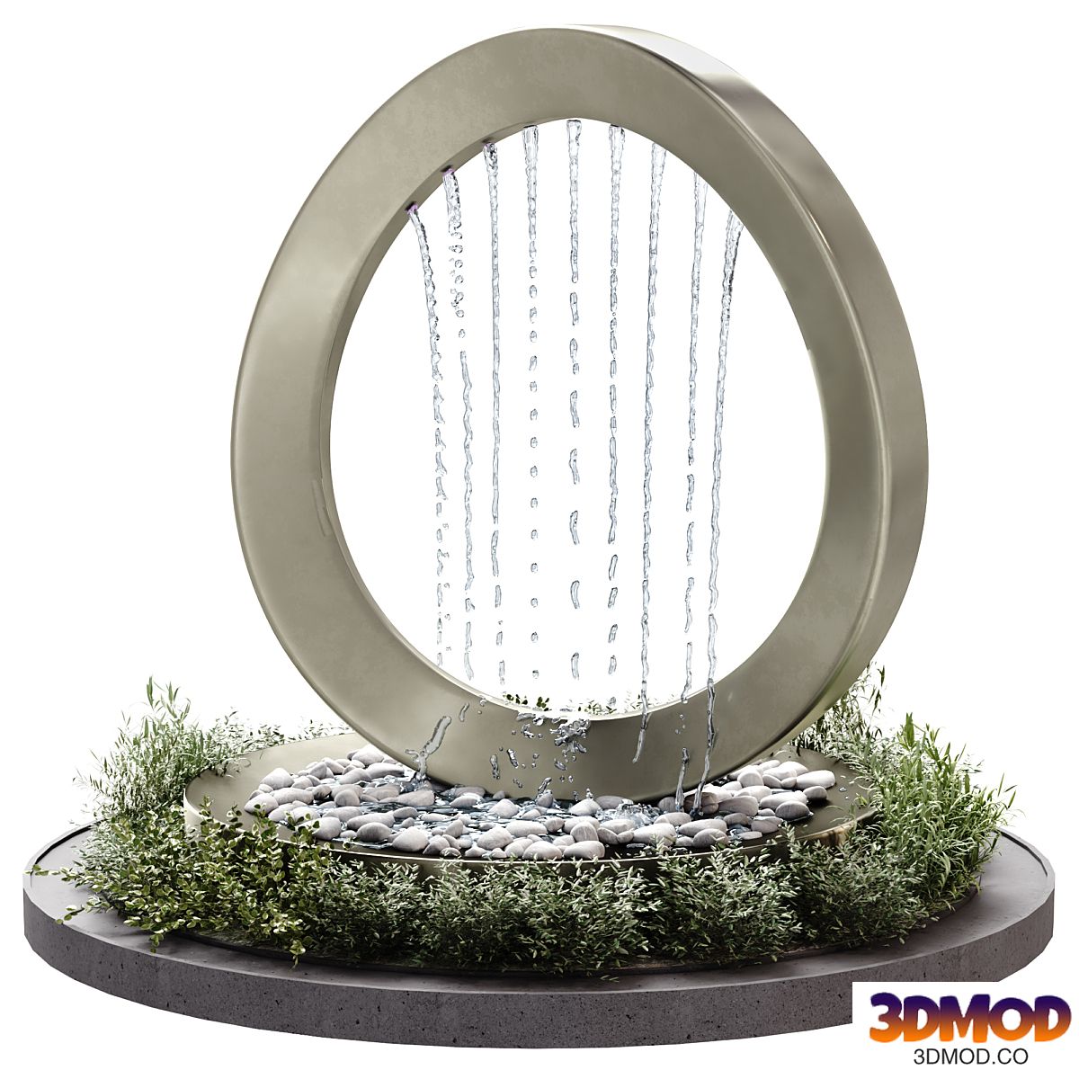 Sculptural Ring Fountain with Pebble Planter Set 631