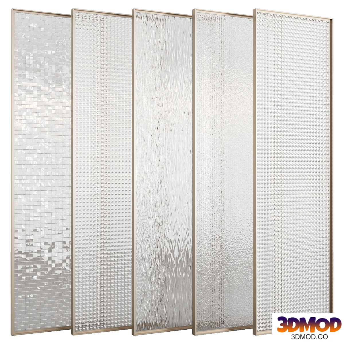 Set of decorative partitions with relief glass 5