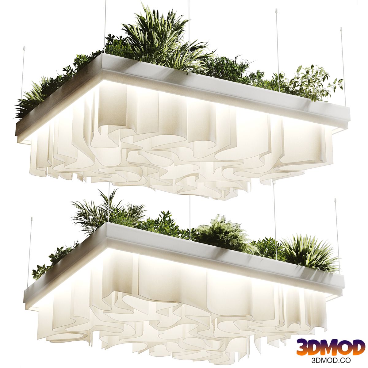 Rectangle pot light pendant - wave ceiling plant light hanging 32