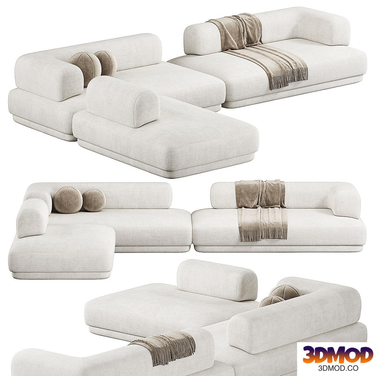 Bumper Sectional Fabric Sofa by Zanotta