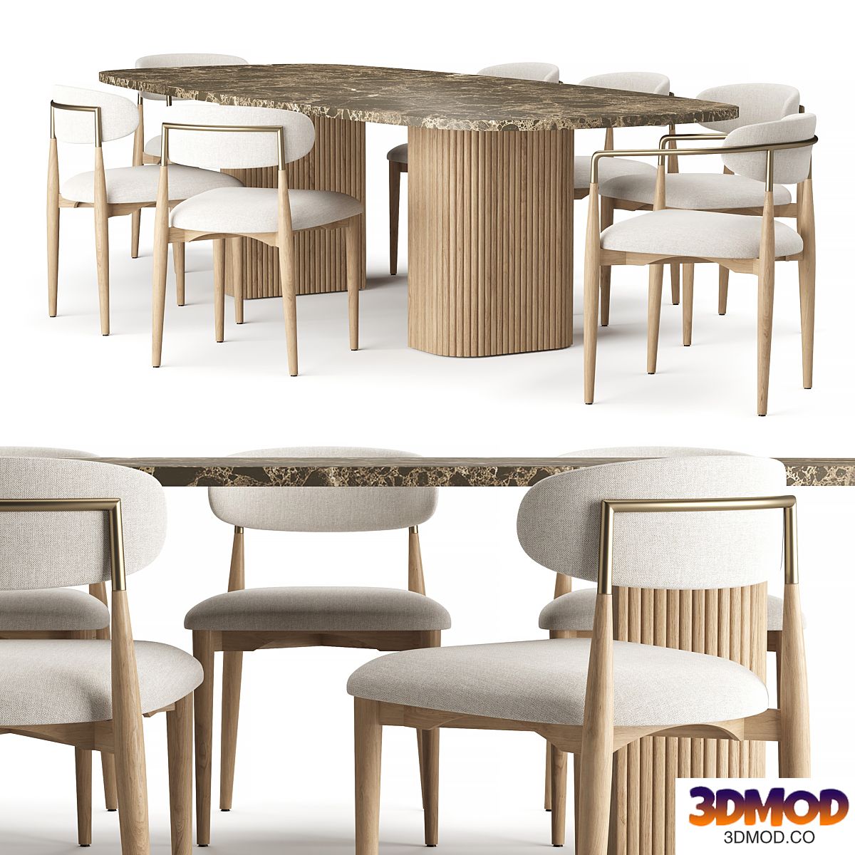 RH Mulholland Stone Rectangular Dining Table