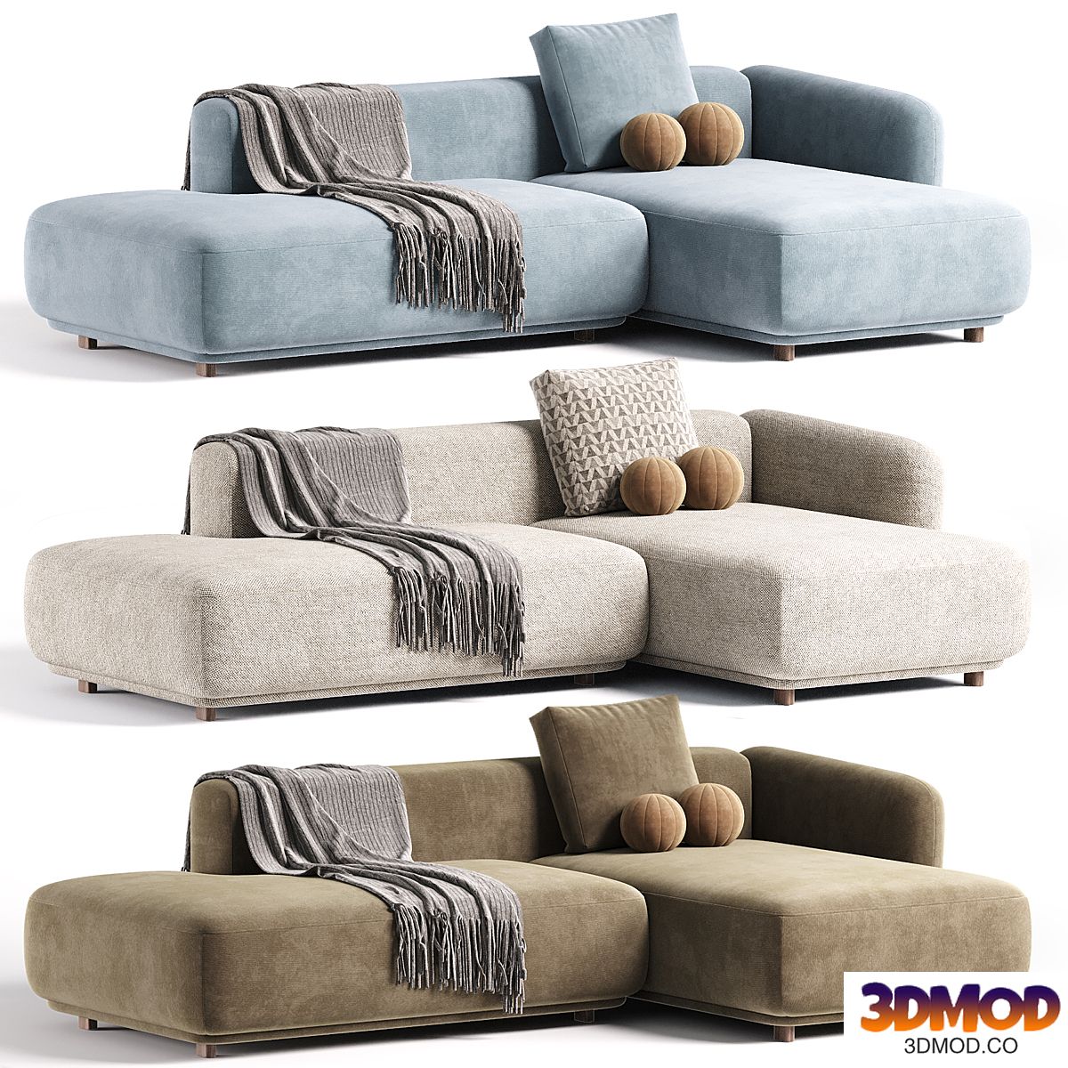 Corner Sofa Weivel Velvet Forest
