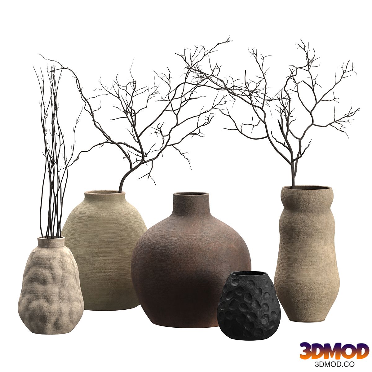 Artisan Rustic Vases with branches