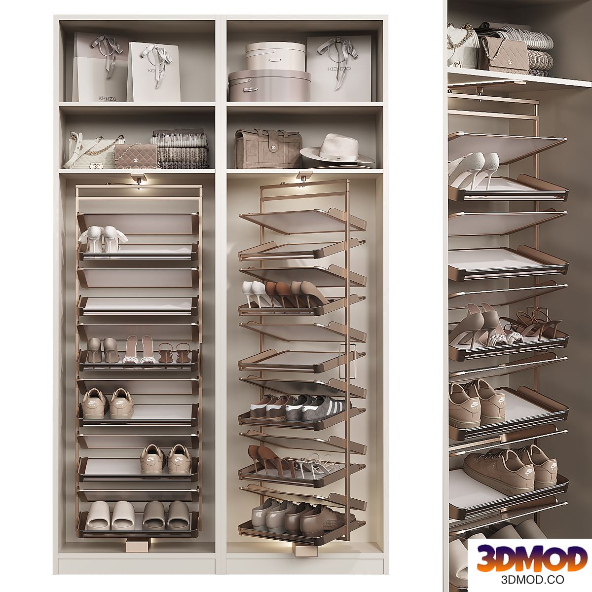 Shoe cabinet with fittings for the hallway and wardrobe 003