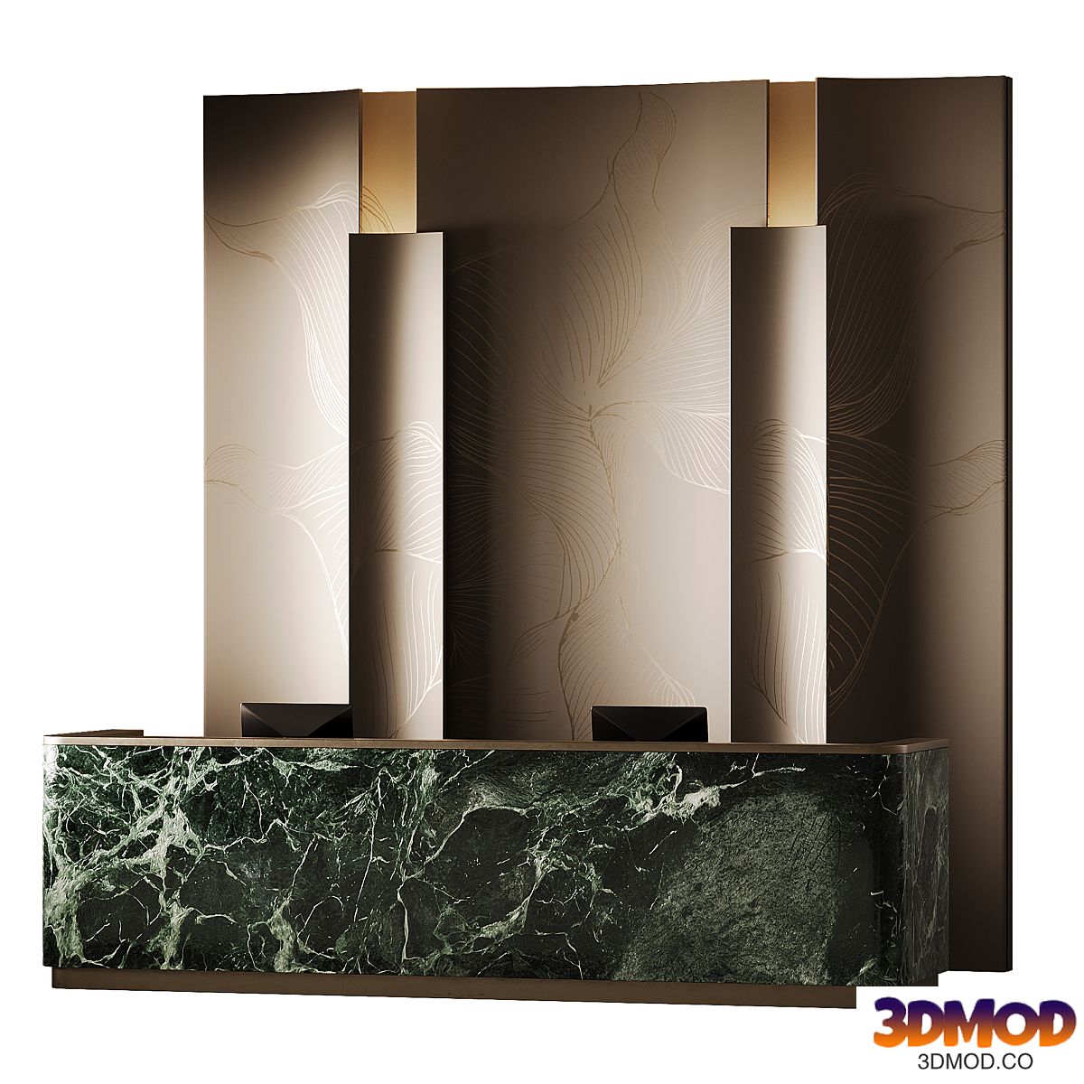 Reception desk with green marble
