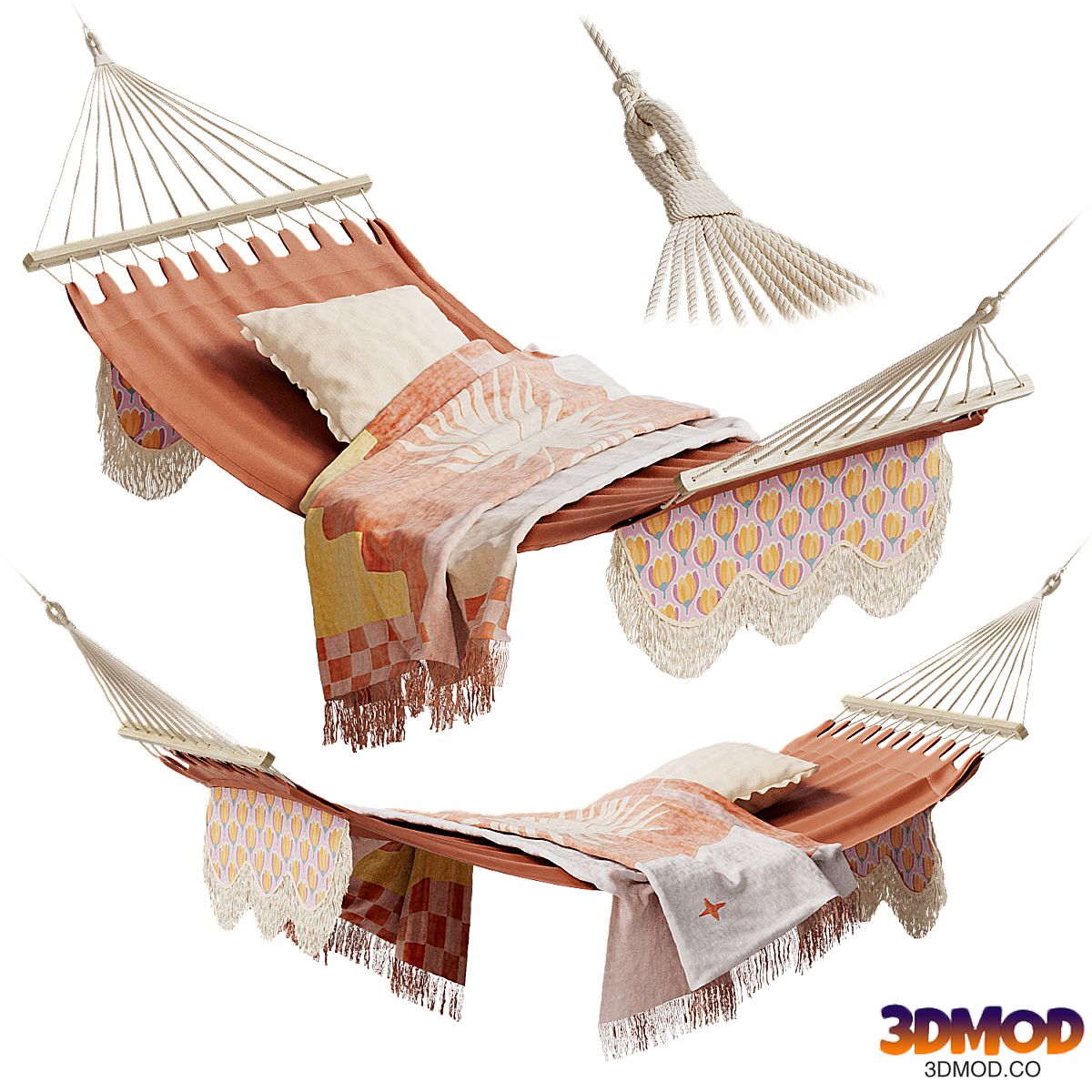Moroja single hammock with fringe