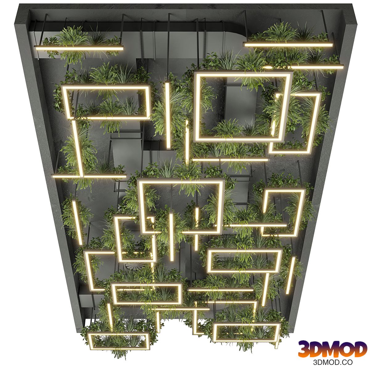 Industrial ceiling 3D Collection Plant Vol 629