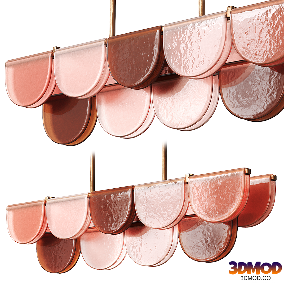 Pink Tones Murano Glass Pedant Lamp