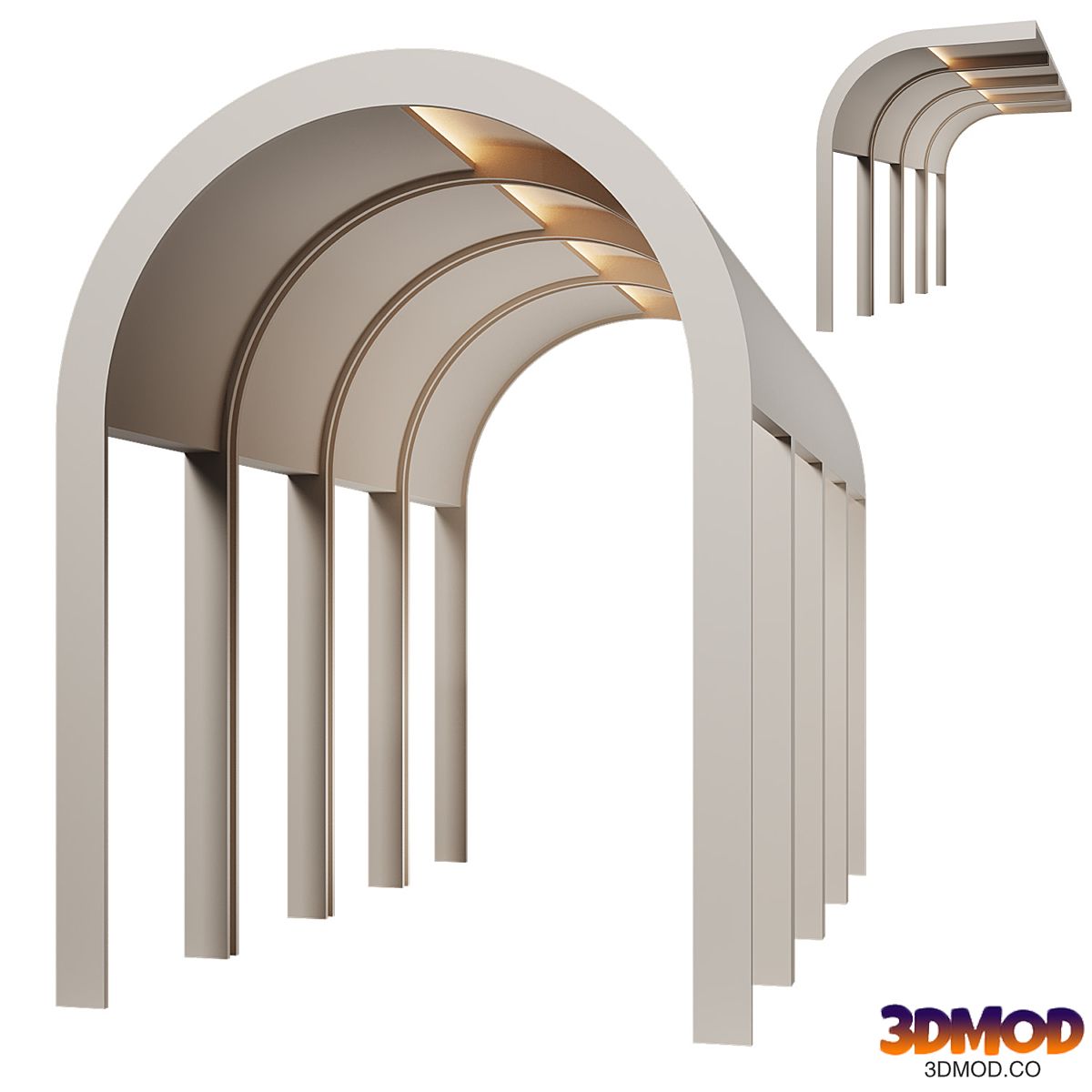 Arched ceiling with lighting (3 options)
