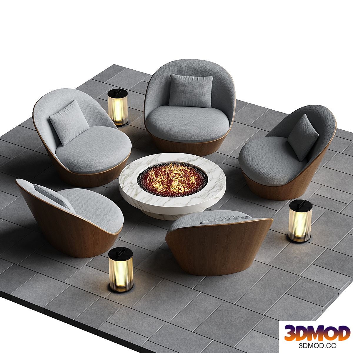 Outdoor fireplace area