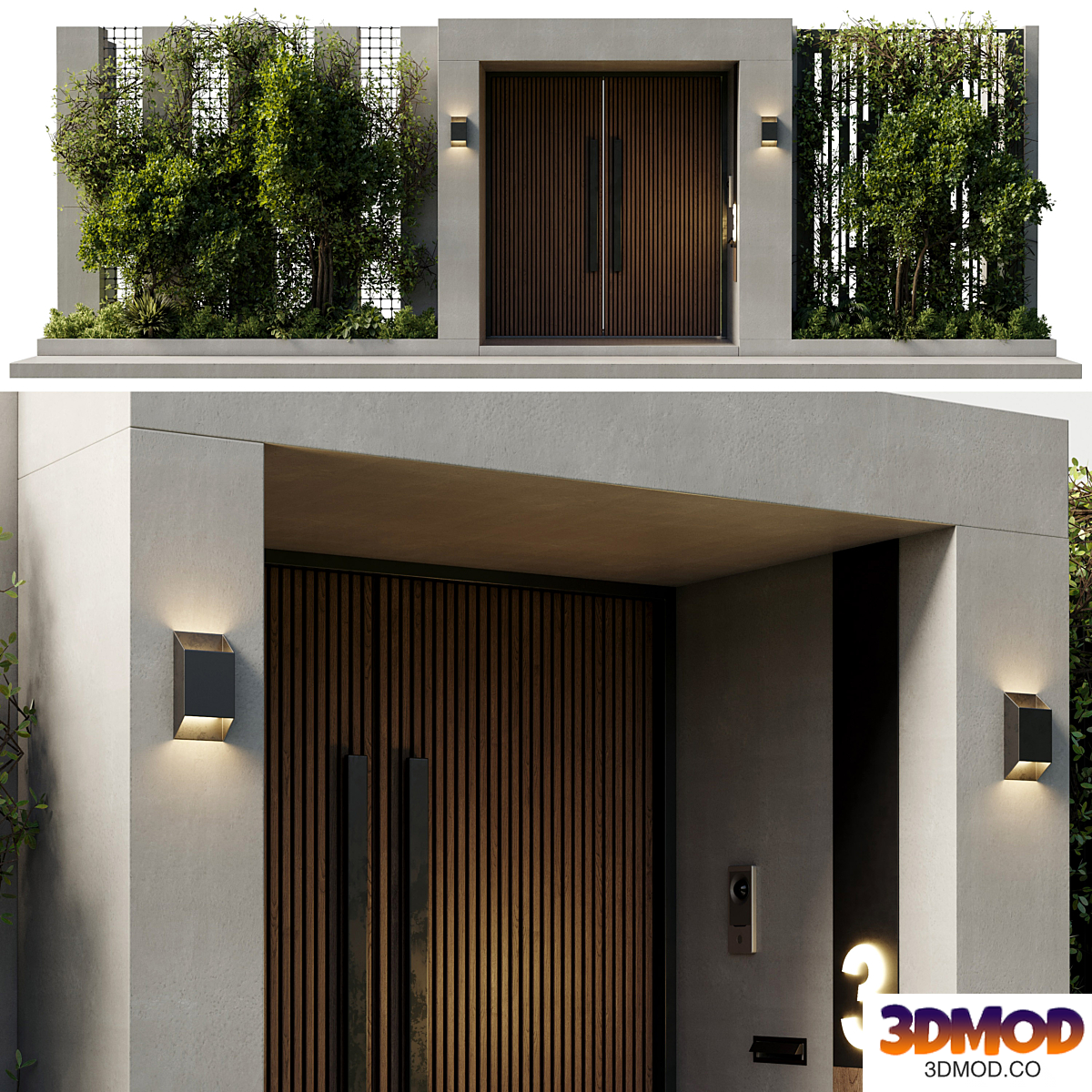 Door Outdoor entrance and fence 08 vray