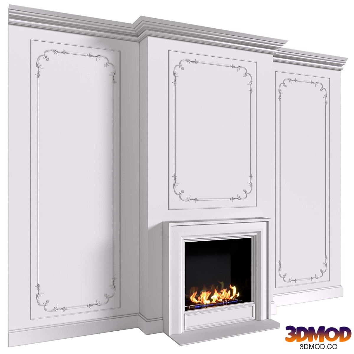 Decorative wall with bio-fireplace