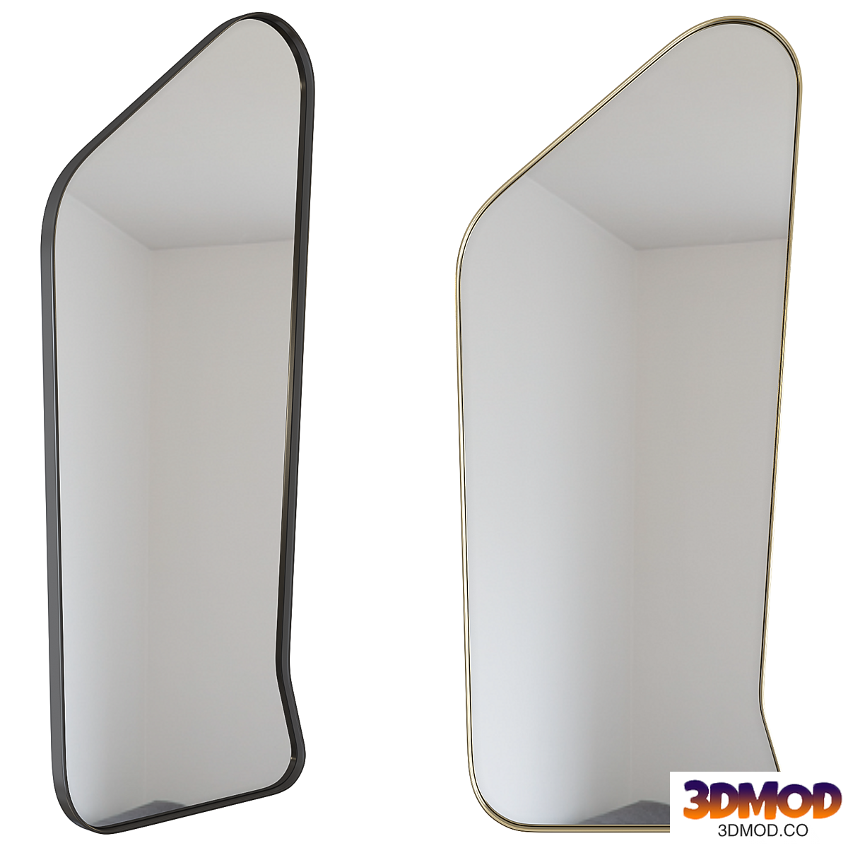 Designer asymmetric wall mirror