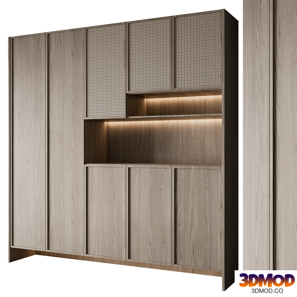 Japandi style rattan wardrobe 10
