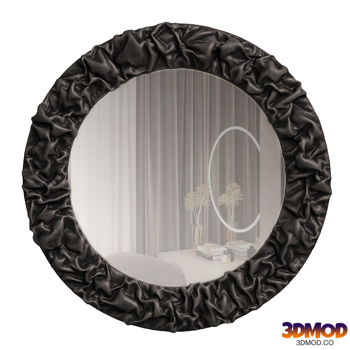 Mirror in a black dented frame