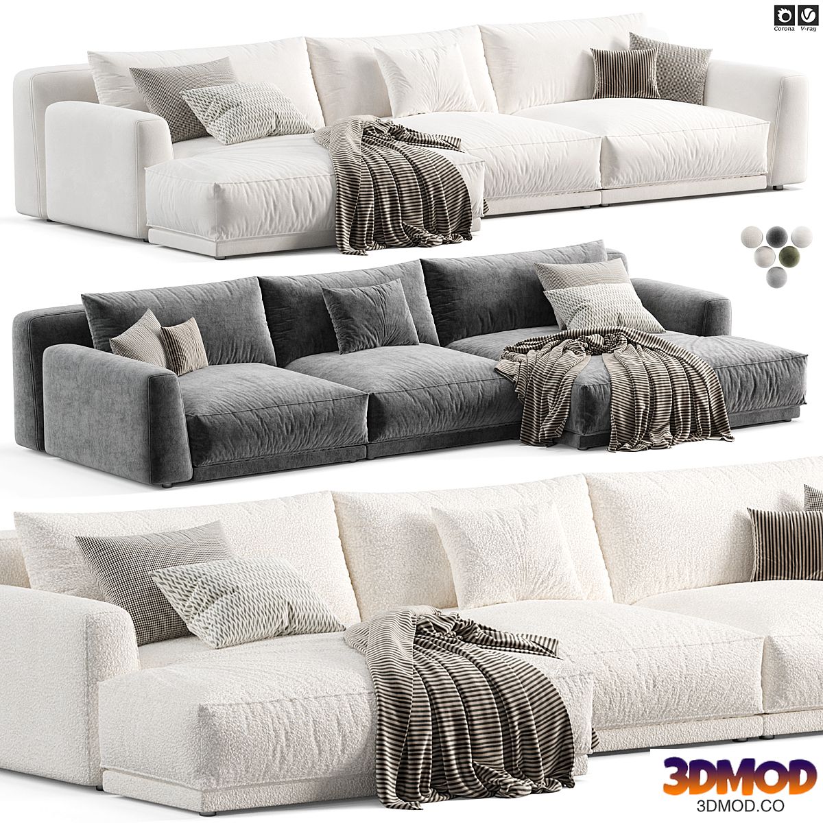 Poliform Paris Seoul Chaise Longue Sofa