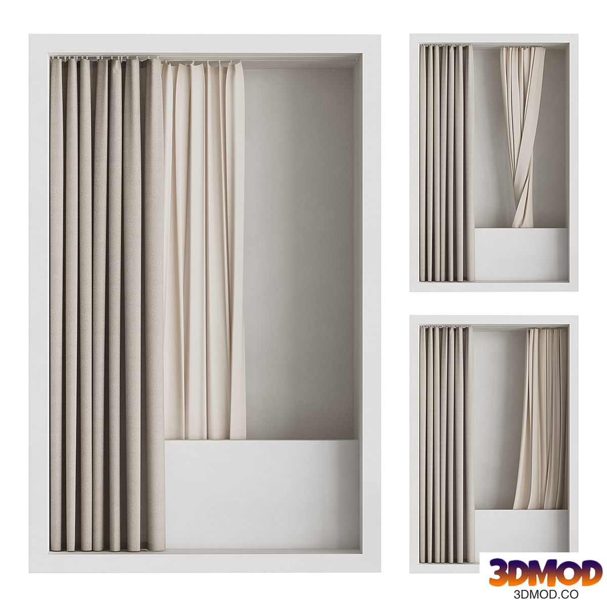Shower curtain with hidden ceiling cornice