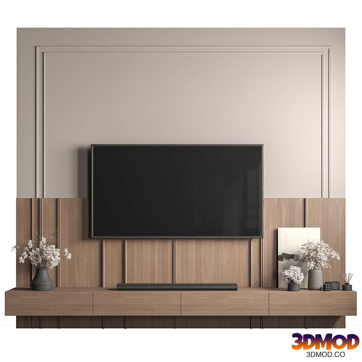 TV Wall Wood and Plaster - Set 209