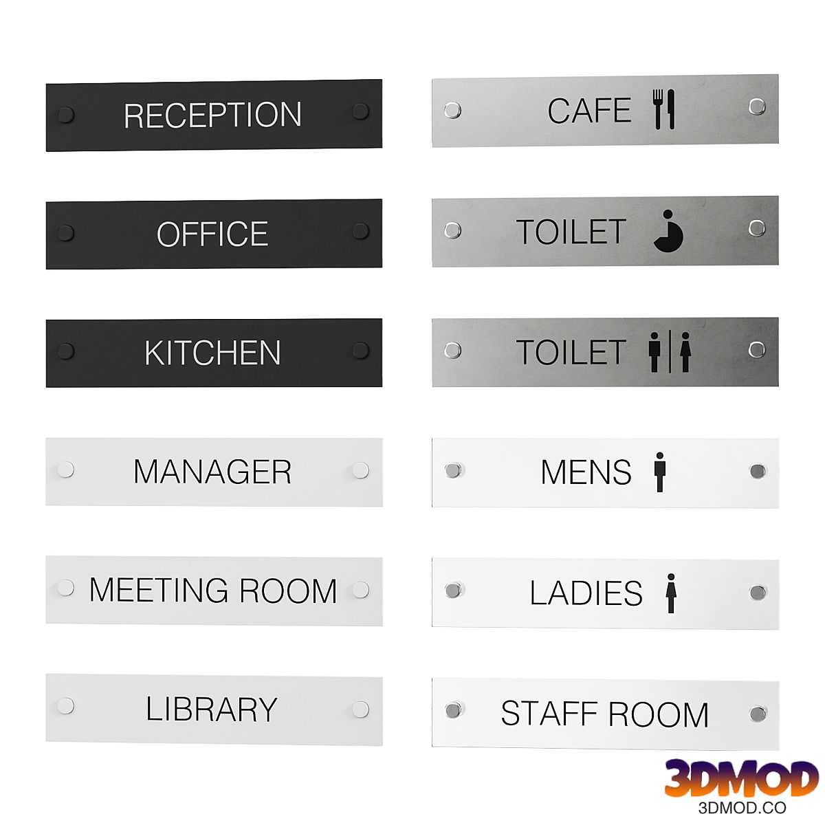 Rectangular Wall and Door Signs with Standoffs