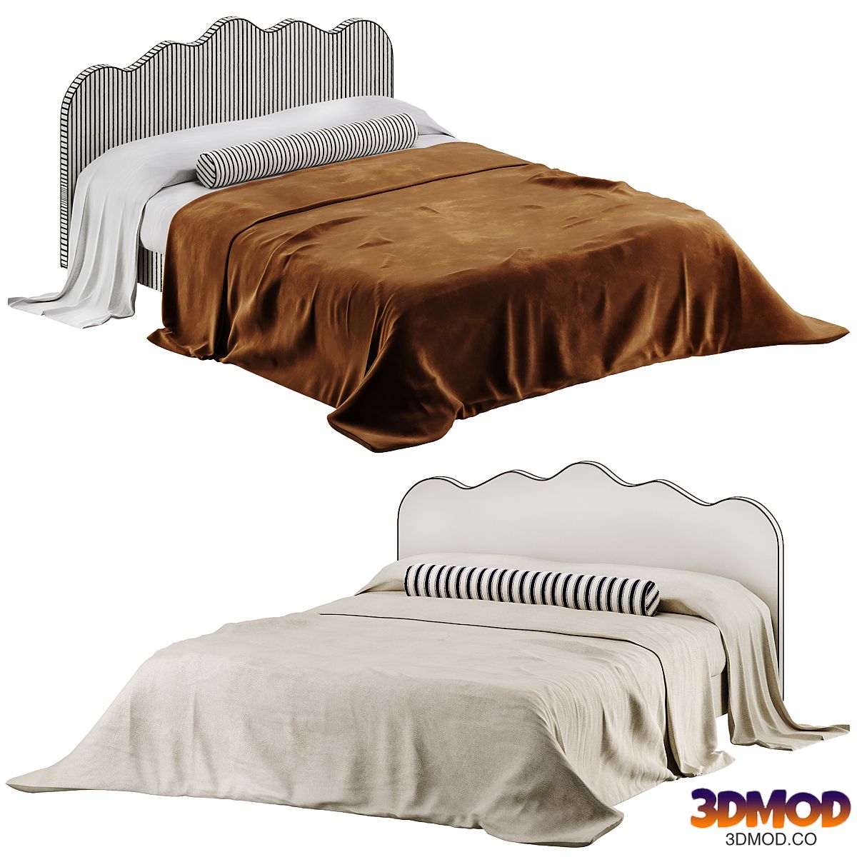 Romy bed with wavy headboard