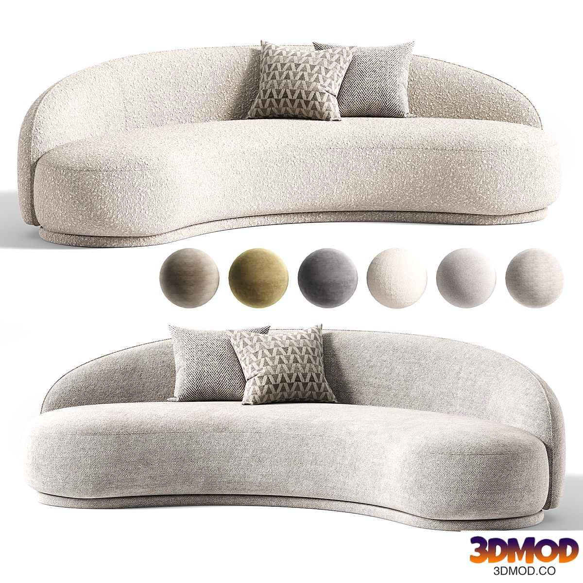 Boucle Curved Sofa, Curved Sofa