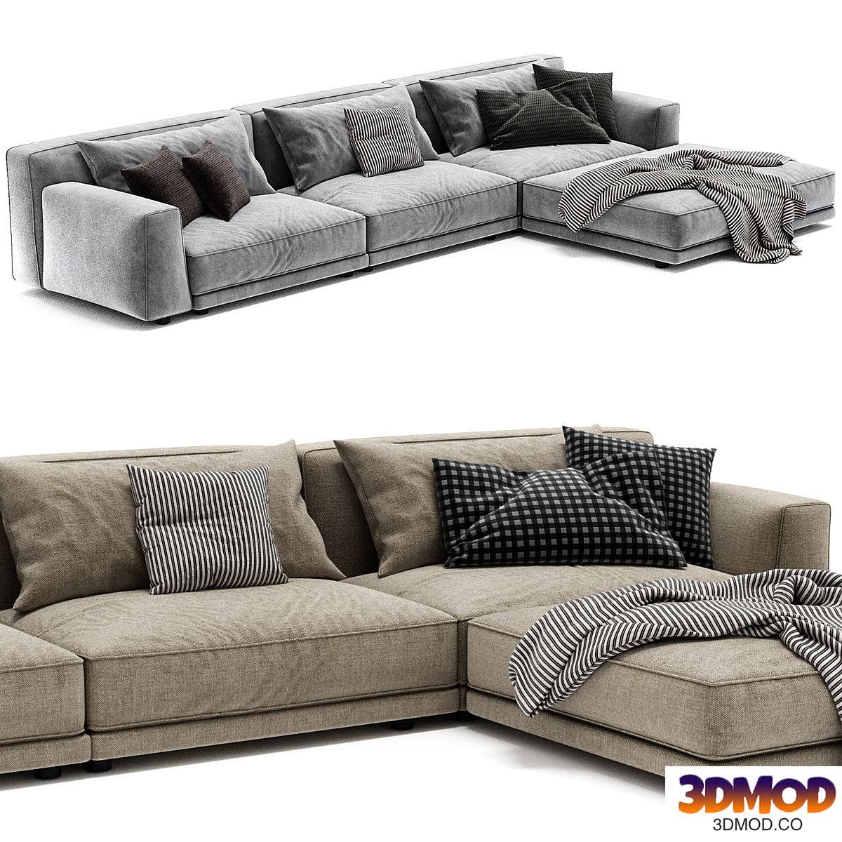 Poliform Paris Seoul Chaise Longue Sofa